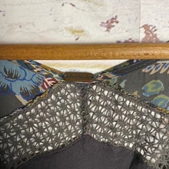 Free People Rain or Shine Printed Floral Flowing Tie Up Dress w Pockets - Picture 5 of 8